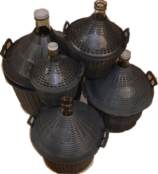 Glasballon im Korb / 5 ltr