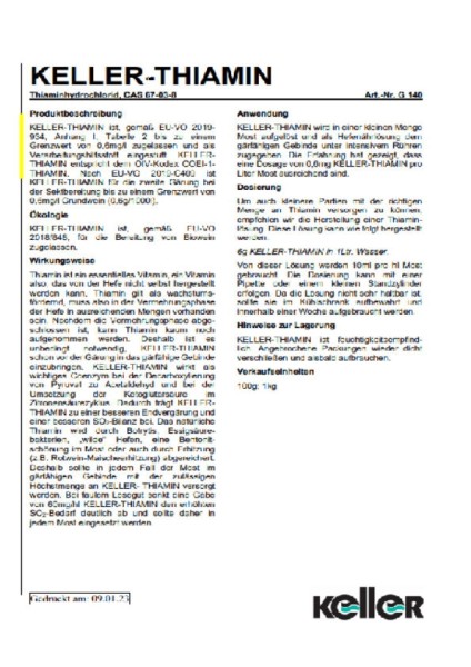 THIAMIN / 100 gramm Vitamin B1