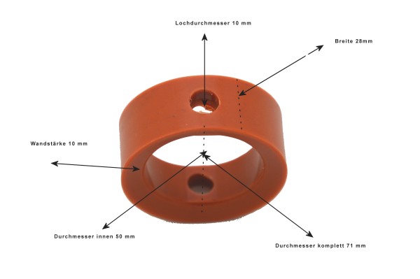 Scheibenventildichtung NW50 / Silicon / mit Innenk